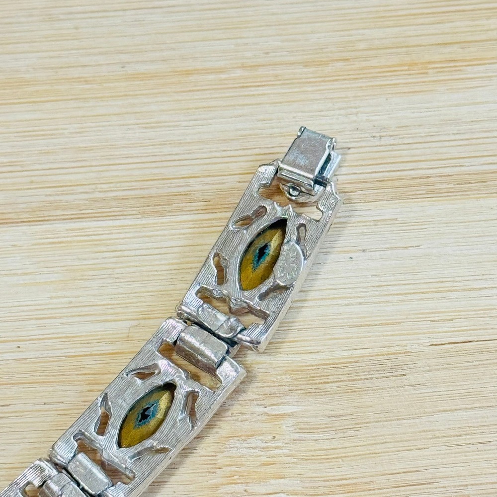 Kenneth Lane Jeweled link Bracelet silver tone crystal rhinestone art deco style - Picture 5 of 6